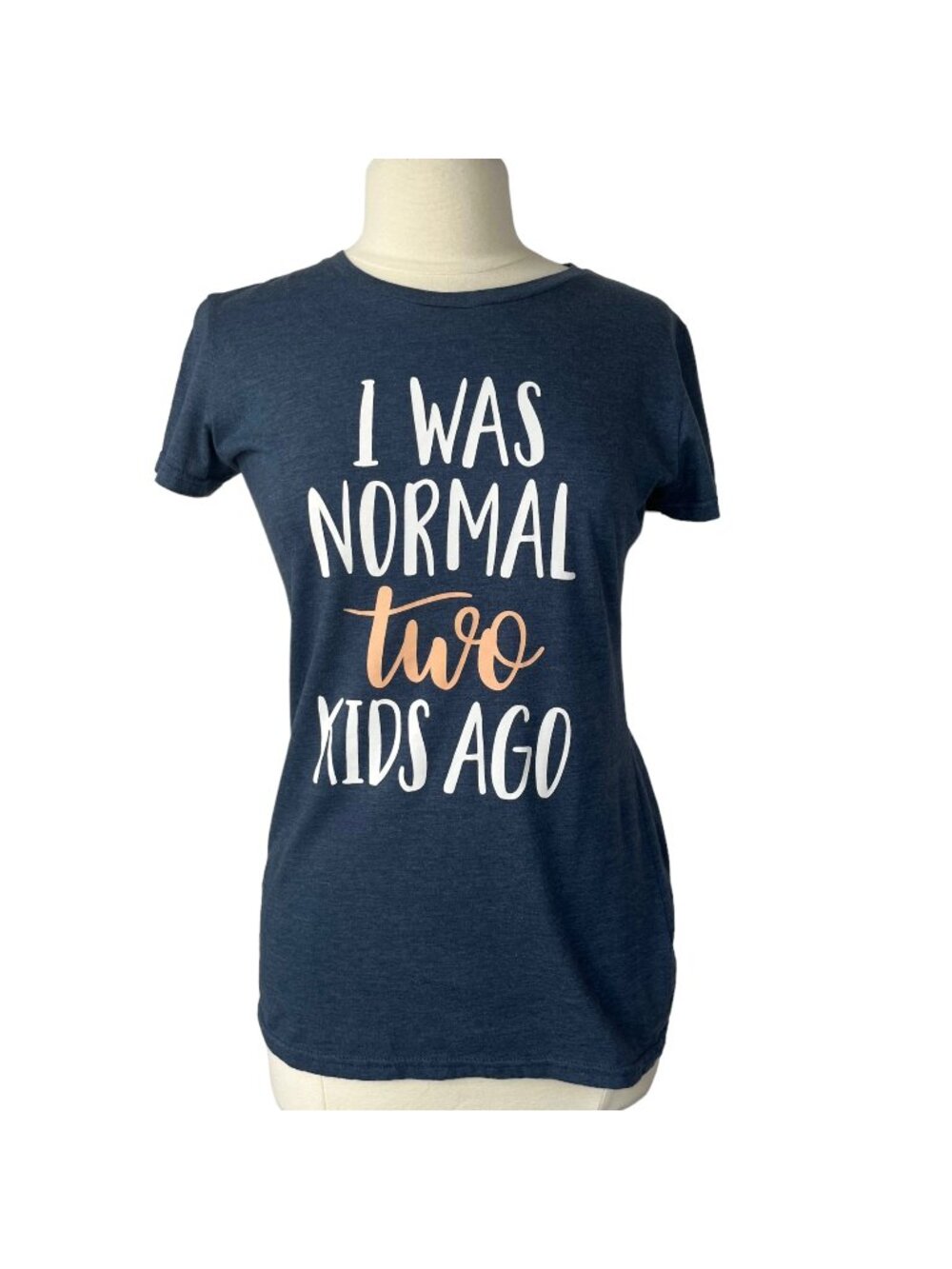 Instant Message Graphic Tshirt Womens Medium Blue I Was Normal Two Kids Ago